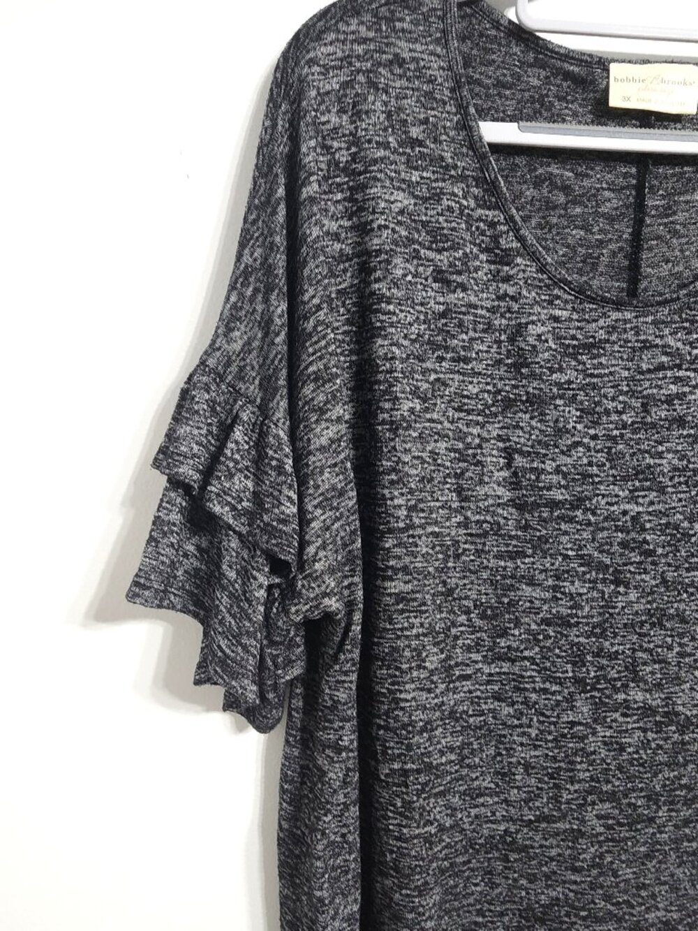 Bobbie Brooks Marled Ruffle Sleeve Stretch Top 3X - Picture 5 of 12